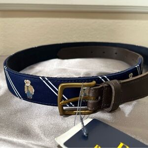 Polo Ralph Lauren polo bear Men's Navy and Brown Belt(34)